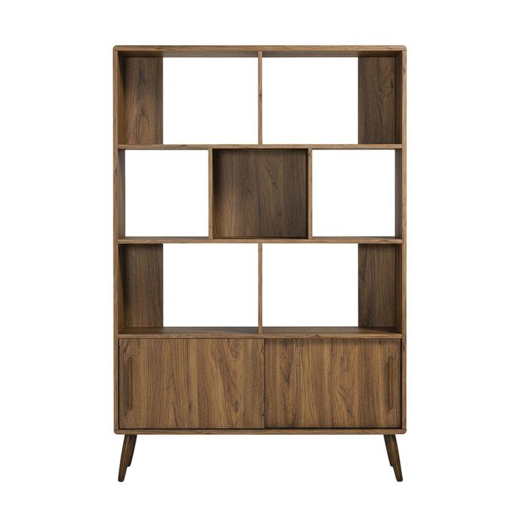 Wooden Bookcase with Sliding Doors for Living Room Storage