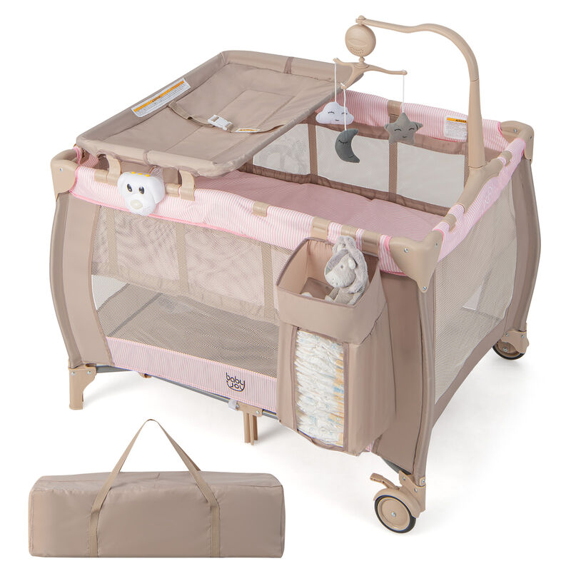 Portable Baby Playard with Changing Table Bassinet and Music Box