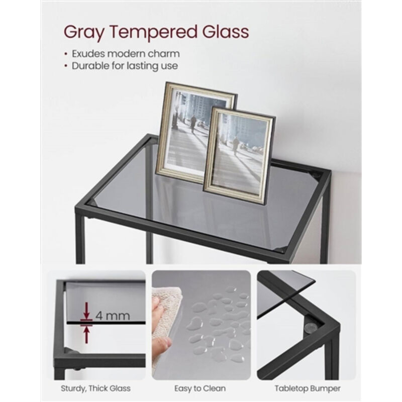 Narrow Glass Shelves Bookcase 5-Shelf Shelving Unit with Metal Frame