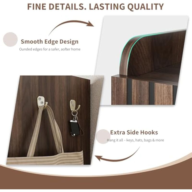 Entryway Shoe Storage Cabinet Adjustable Shelves Brown Large image number 3