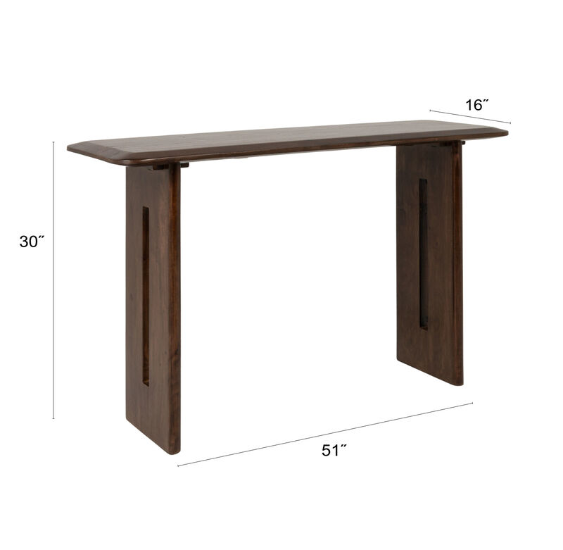 Acacia Wood Rectangular Console Table, Walnut Finish image number 2