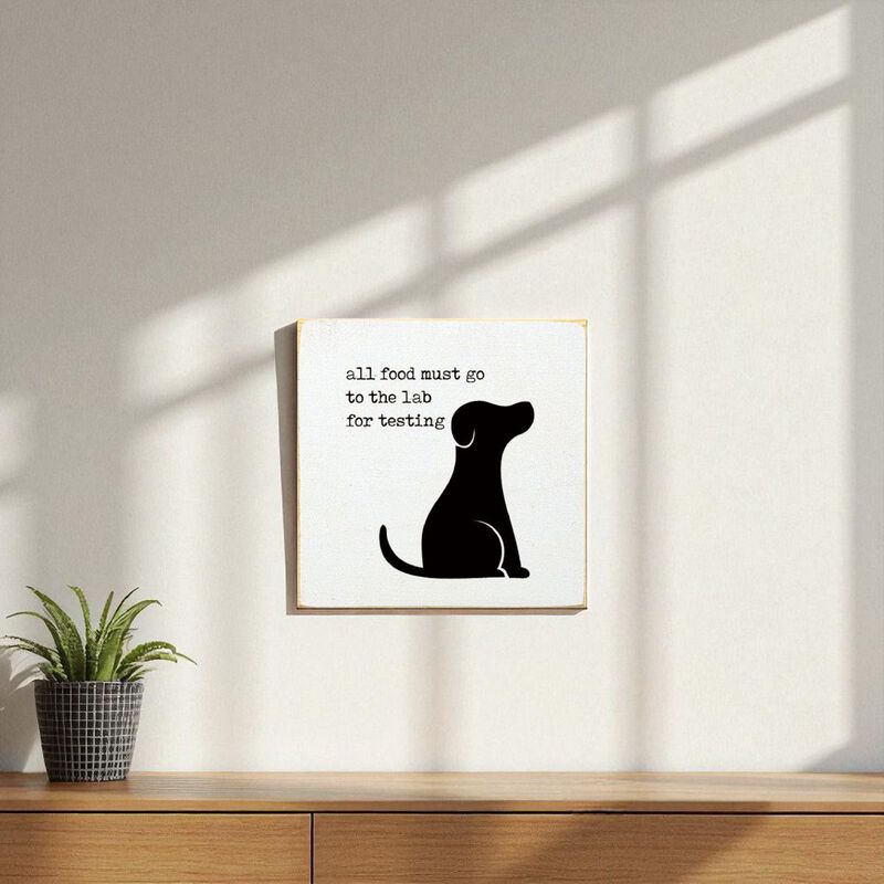 Pet Lover Wood Wall Sign All Food Must Go To The Lab For Testing Solid Pine Decor image number 1