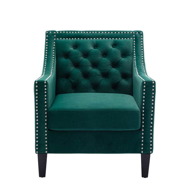 accent armchair living room chair with nailheads and solid wood legs