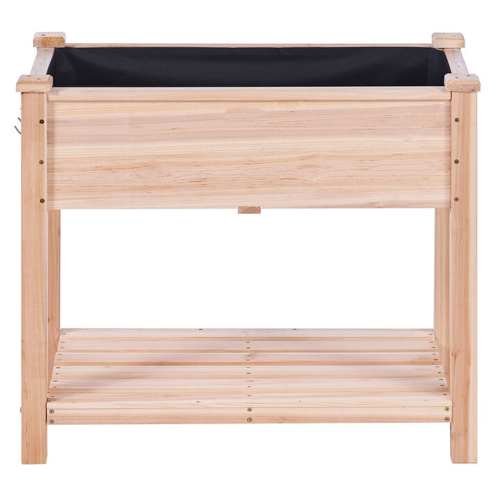 Wooden Raised Garden Bed with Legs Outdoor Planter Box for Flowers Herbs Vegetables-Burlywood
