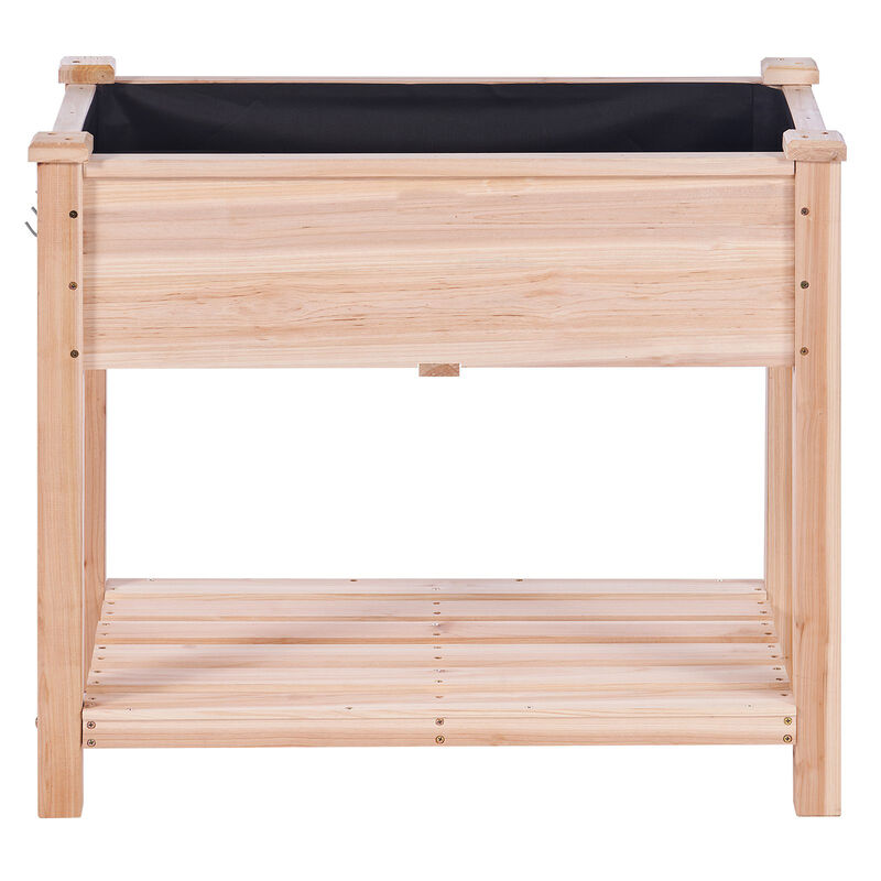 Wooden Raised Garden Bed with Legs Outdoor Planter Box for Flowers Herbs Vegetables-Burlywood image number 0