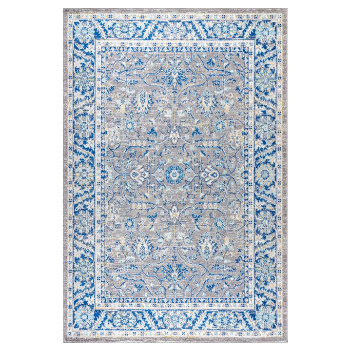 Modern Persian Boho Floral Gray/Navy 4 ft. x 6 ft. Area Rug
