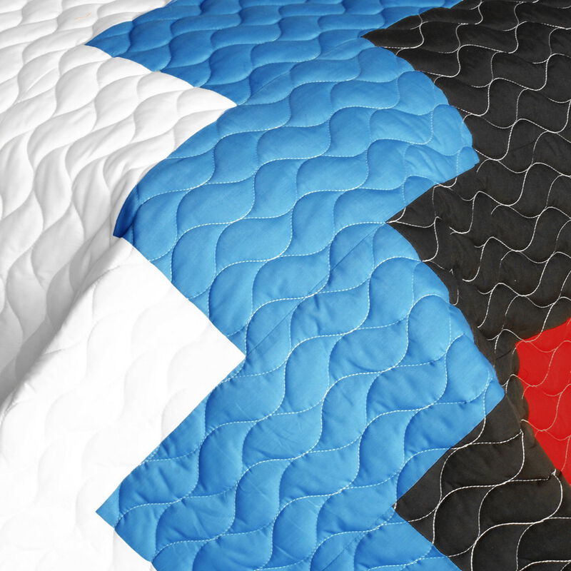 Vermicelli Quilted Patchwork Bedding Set Queen Size Shinning Decorative Design image number 2