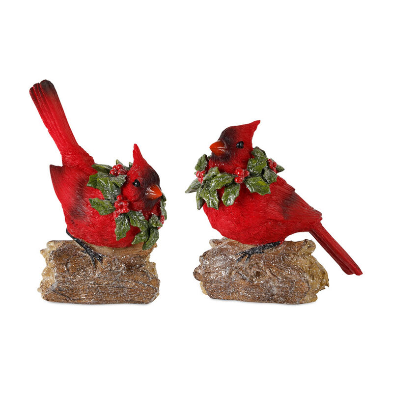 Set of 4 Resin Cardinals for Christmas and Seasonal Decoration