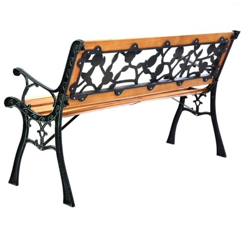Hivvago Flowers Outdoor Patio Park Cast Iron Garden Porch Chair Bench