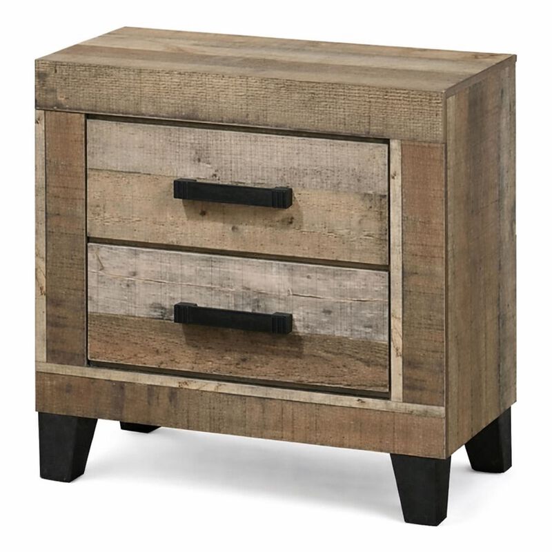 Best Quality Furniture Weathered Brown Pine 2-Drawers Nightstand image number 0