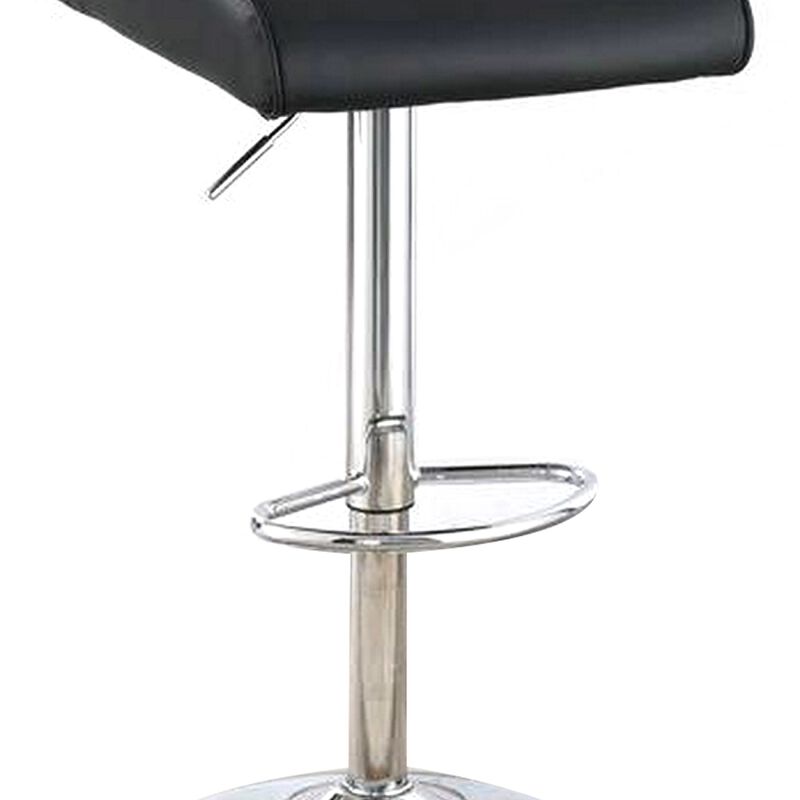 Adjustable Barstool with Rolled Button Tufted Back, Set of 2, Black