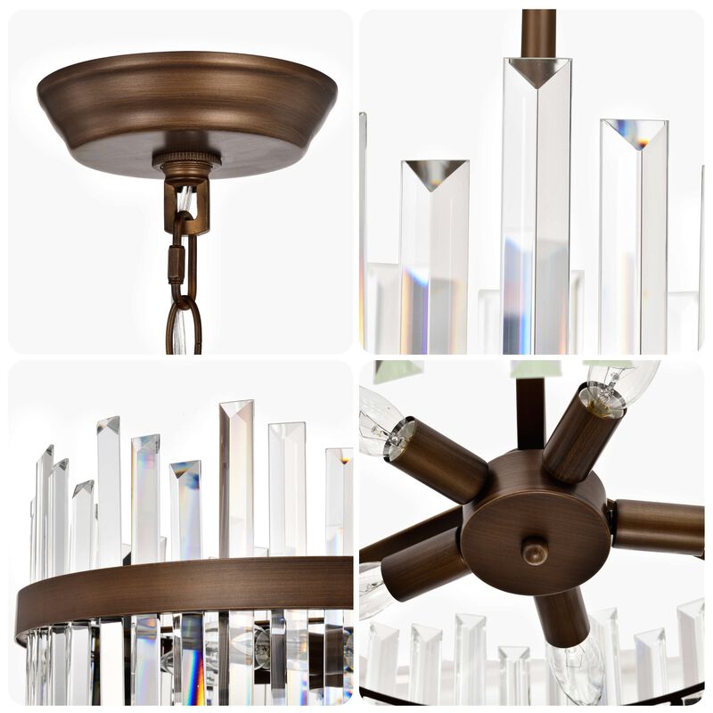 Candela Satin Bronze Finish 5-light Drum Crystal Glass Chandelier image number 3