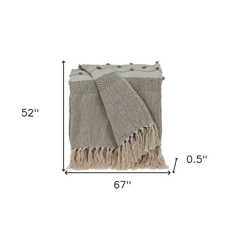HomeRoots Tufted Beige Fringed Woven Handloom Throw image number 5