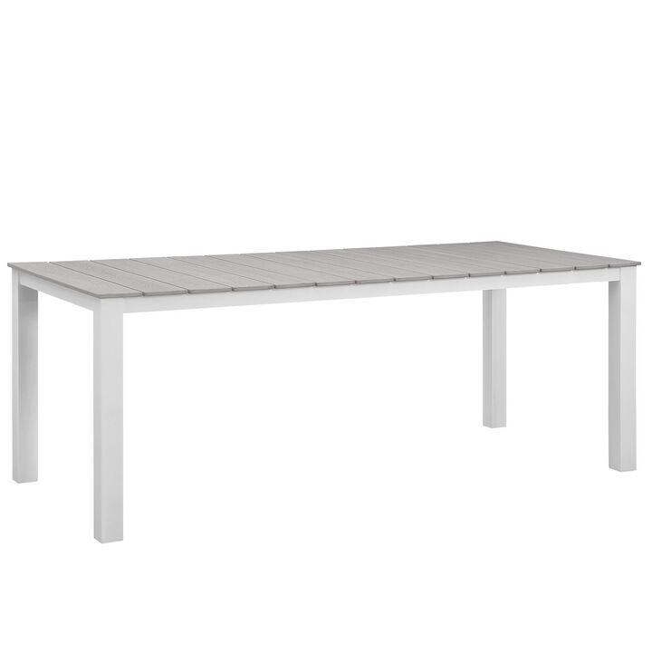Modway - Maine 80" Outdoor Patio Dining Table White Light Gray