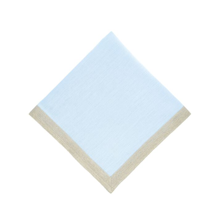 Blue Linen Napkins With Sparkle Borders, Set of 4