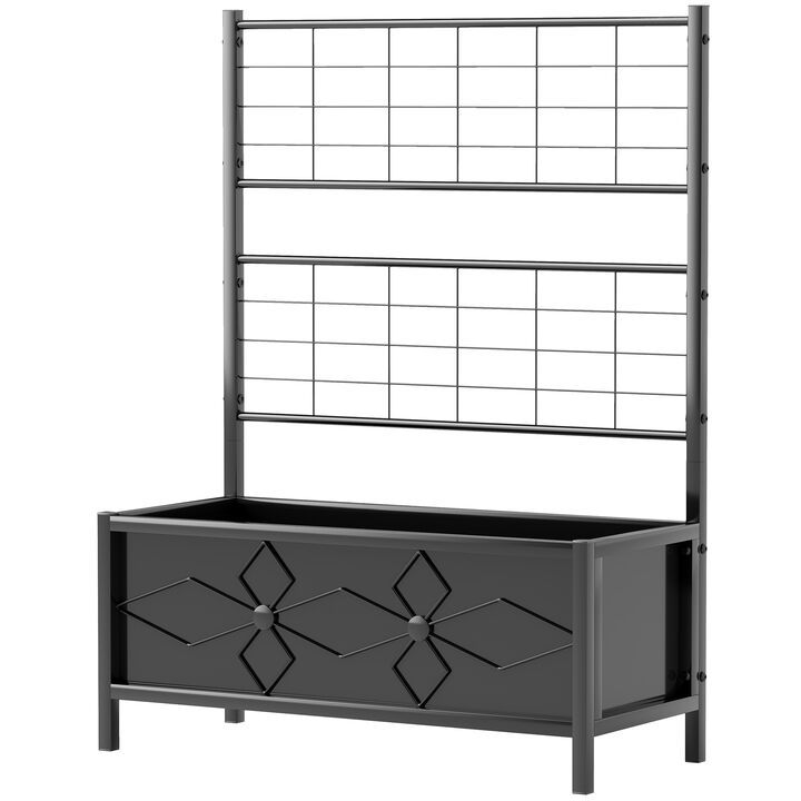 Hivvago Raised Metal Planter with Trellis for Climbing Plants and Vines