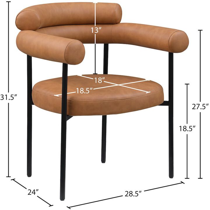 Meridian Furniture Blake Cognac Vegan Leather Dining Chair, Set of 2