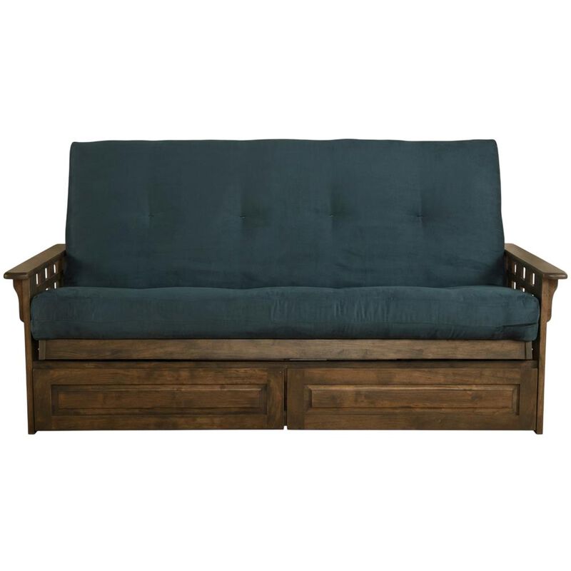 Tacoma Frame-Rustic Walnut Finish-Suede Navy Mattress-Storage Drawers image number 0