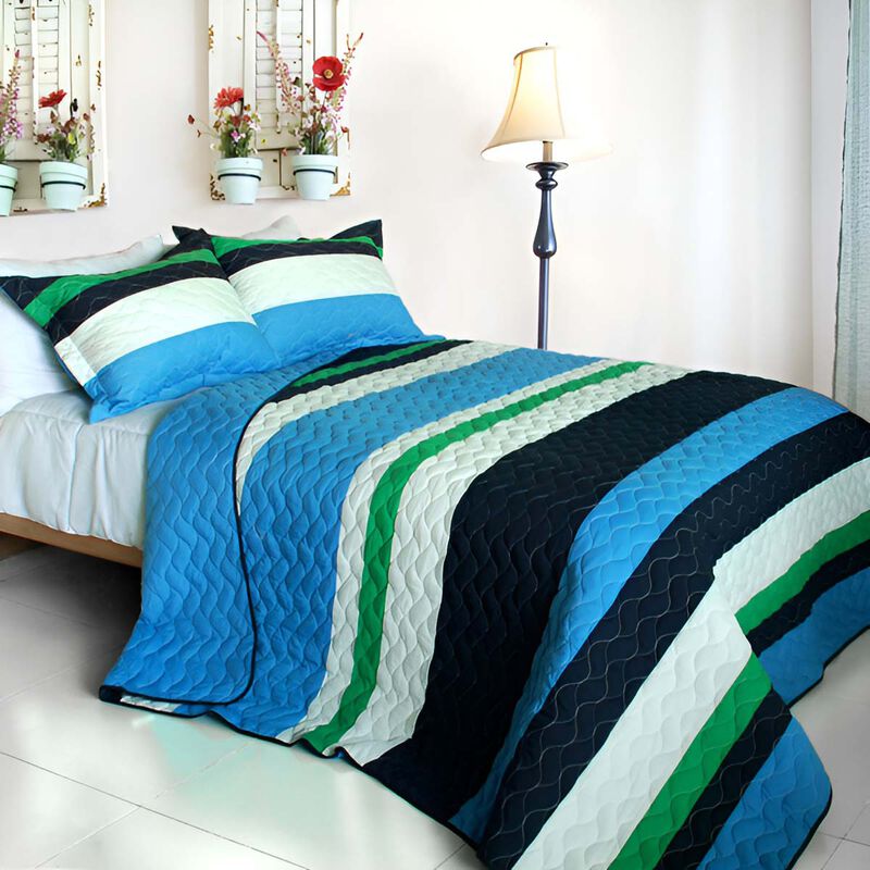 Full Queen Angels Walk on Through 3 Piece Patchwork Quilt Bedding Set image number 0