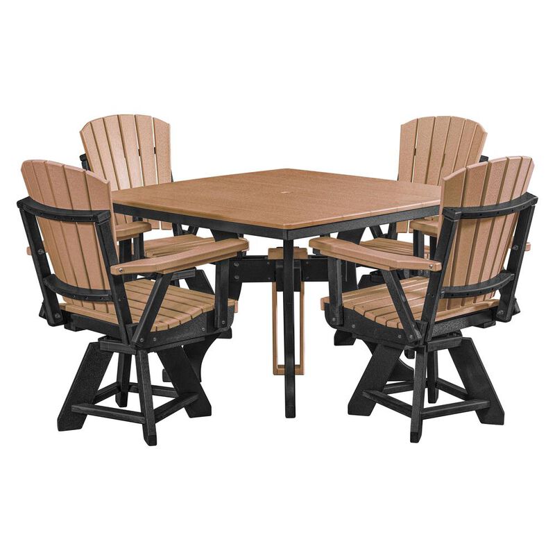 American Furniture Classics Five Piece Square Dining Height Dining Set in Cedar with a Black Base