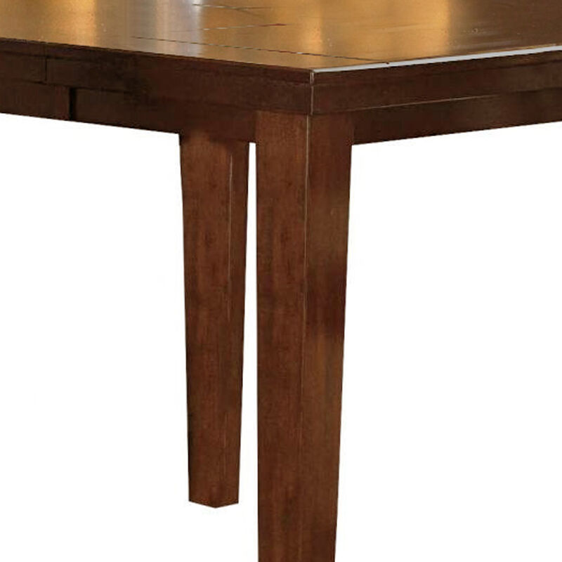 Square Wooden Counter Height Table with Butterfly Extendable Leaf, Brown-Benzara