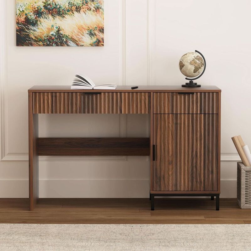 ShipItFurniture Brown 47-Inch Fluted Executive Desk Charging Station image number 5