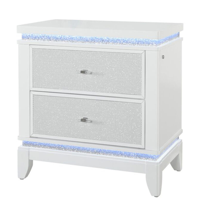 ALINA WHITE NIGHTSTAND WITH LED AND USB image number 3
