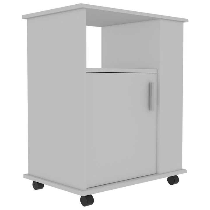 DEPOT E-SHOP Munich Lower Microwave Pantry Single Door Cabinet, Three Lateral Shelves, Two Interior Shelves