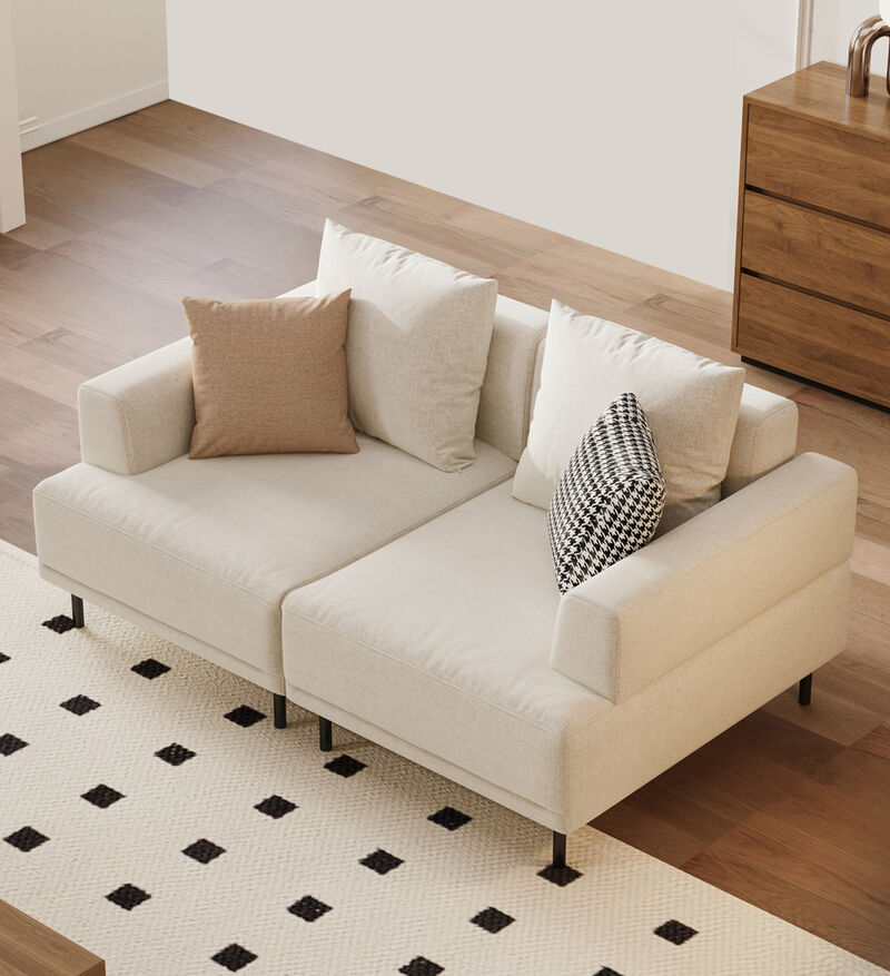 Upholstered Linen Fabric Sofa 2-Seater 66.14" Beige