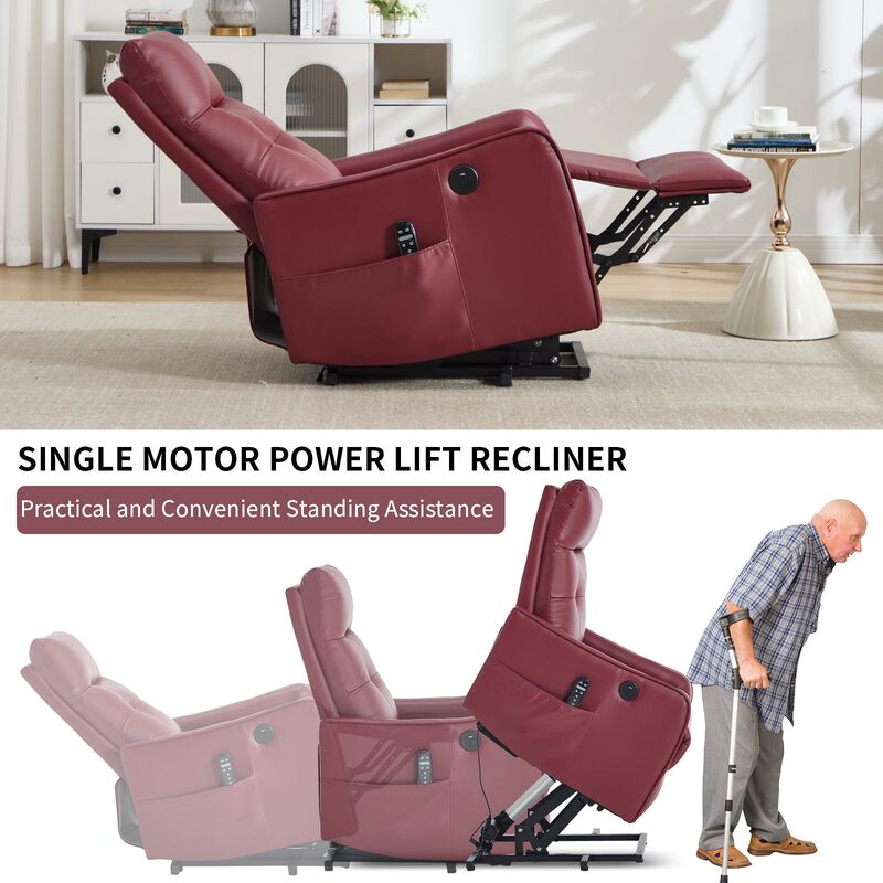 Faux Leather Power Lift Recliner Chair 155&deg; Recliner with Massage Heat & USB image number 3