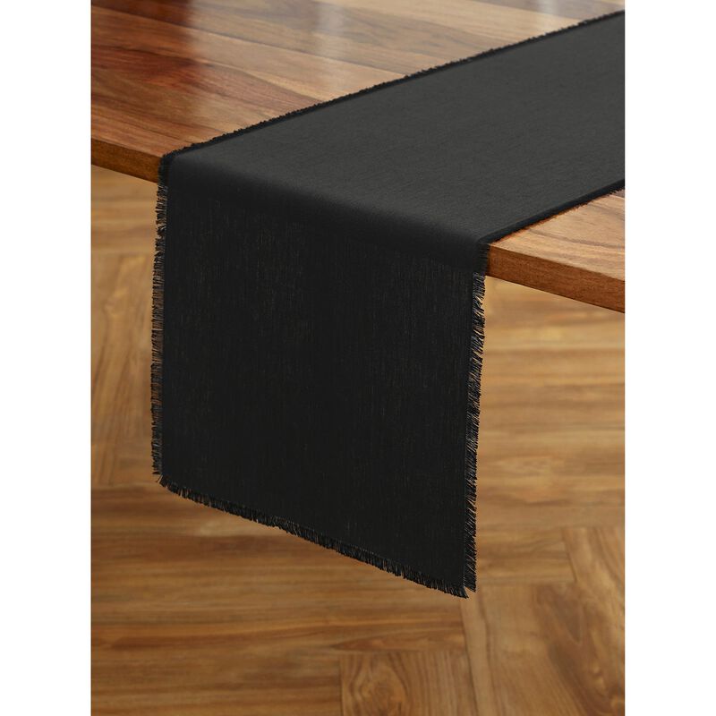 Solino Home Fringe 100% Linen Table Runner &ndash; Handcrafted, Machine Washable, Perfect for Holiday and Everyday Dining