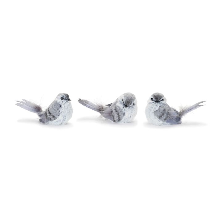 Winter Feathered Bird Shelf Sitters (Set of 12) – Festive Miniature Bird Decor for Christmas, Mantel, or Tiered Tray