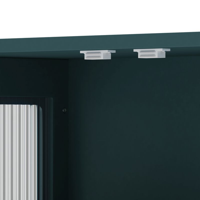 Bathroom Wall Cabinet, 3-Door Wooden Wall Cabinet with Open and Hidden Storage Space, Medicine Cabinet with Glass Door and Towel Bar image number 6