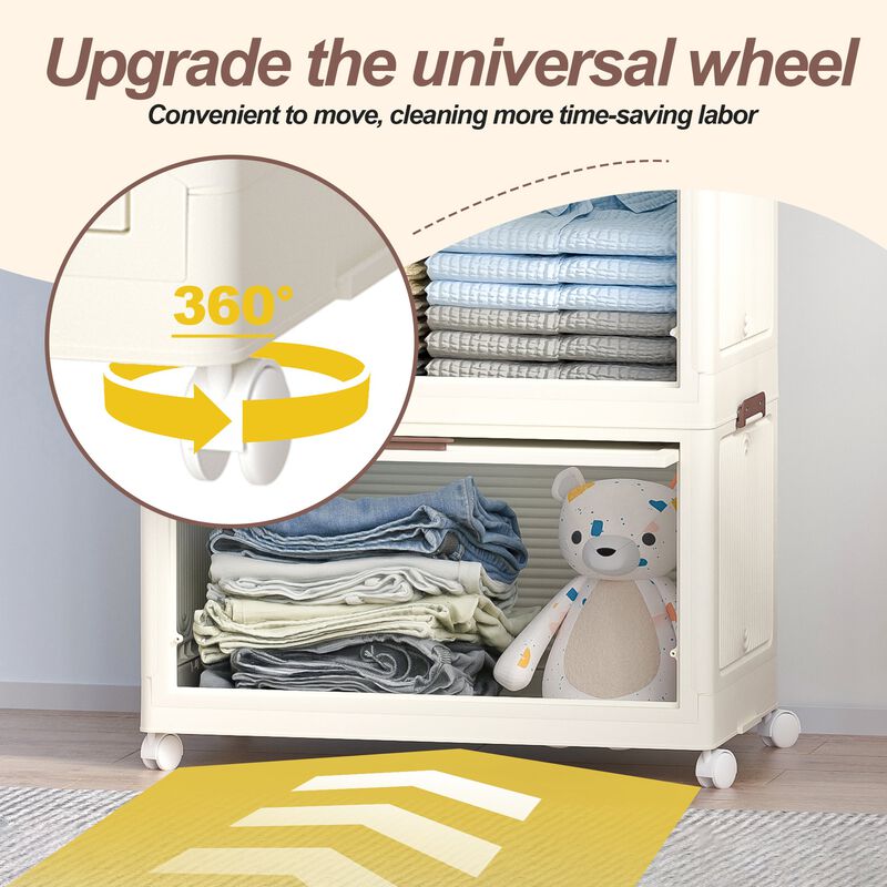 Clihome Portable Wardrobe Closet Storage Organizer,Clothes Dresser,Magnetic Doors with 4 Cubes & Hanging Rod image number 4
