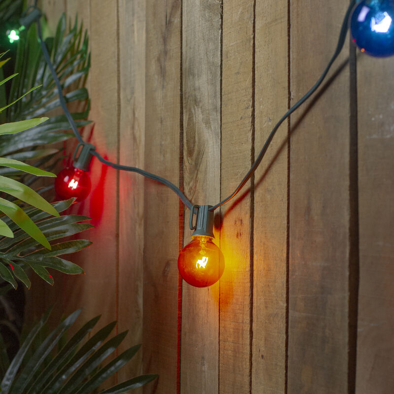 10 Multi-Color Transparent G40 Globe Christmas Lights - 9' Green Wire image number 1