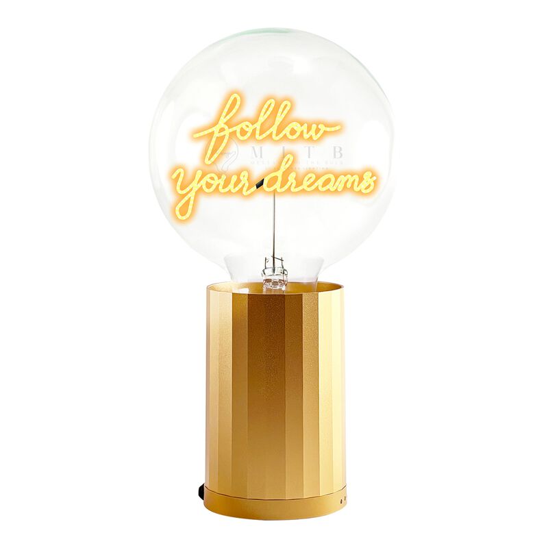 Bulb FOLLOW YOUR DREAMS Amber with Base Table Lamp PORTABLE Rose Gold image number 0