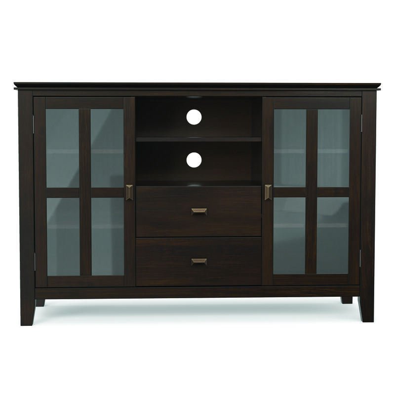 Artisan SOLID WOOD 53 inch Wide Contemporary TV Media Stand in Dark Chestnut Brown For TVs up to 60 inches image number 2
