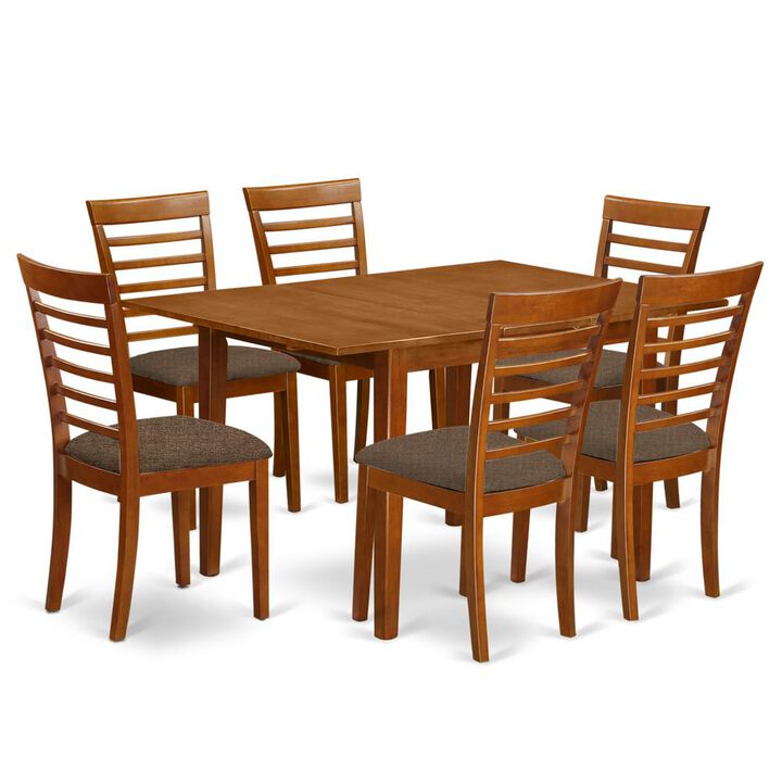 7 Pc Kitchen nook Dining set-breakfast nook and 6 Dining Chairs in Brown