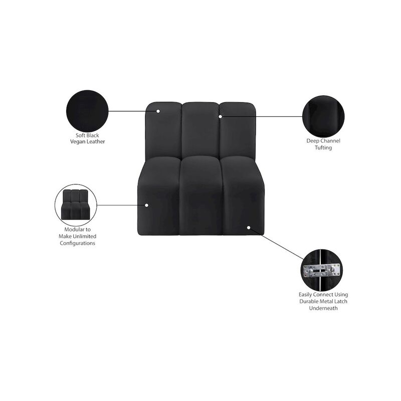 Meridian Furniture Arc Black Vegan Leather Straight Chair