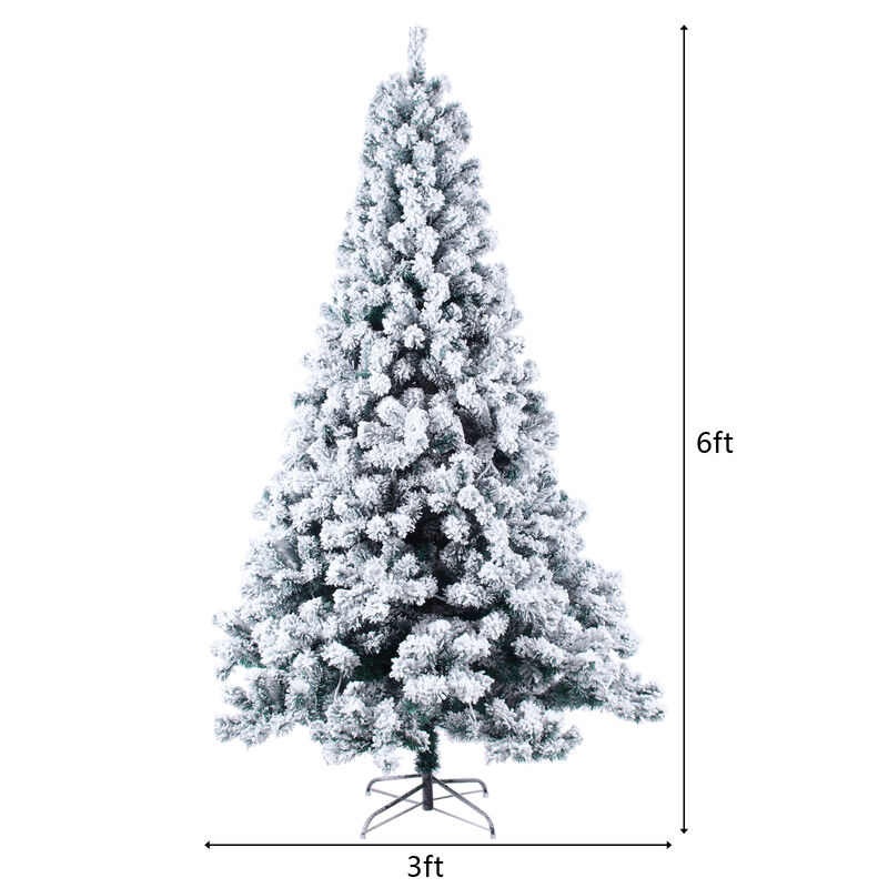 Snow-Flocked Pre-Lit Christmas Tree with 1202 Branch Tips for a Full & Festive Holiday Display