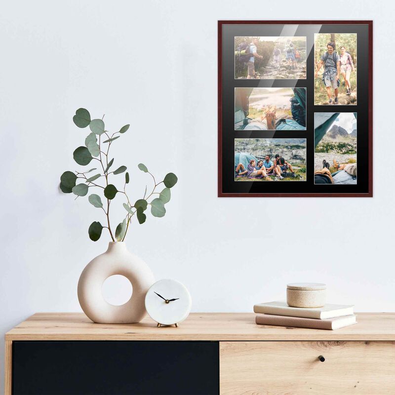12x14 Wood Collage Frame with a Black Mat for 4x6 Pictures