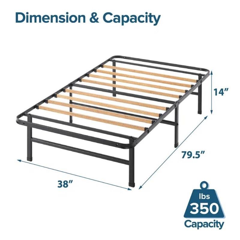 Hivvago Twin XL size Metal Bed Frame with Bamboo Wood Slats