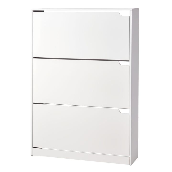 Modern Shoe Cabinet with 3 Flip Drawers, Anti-Tip Freestanding Organizer