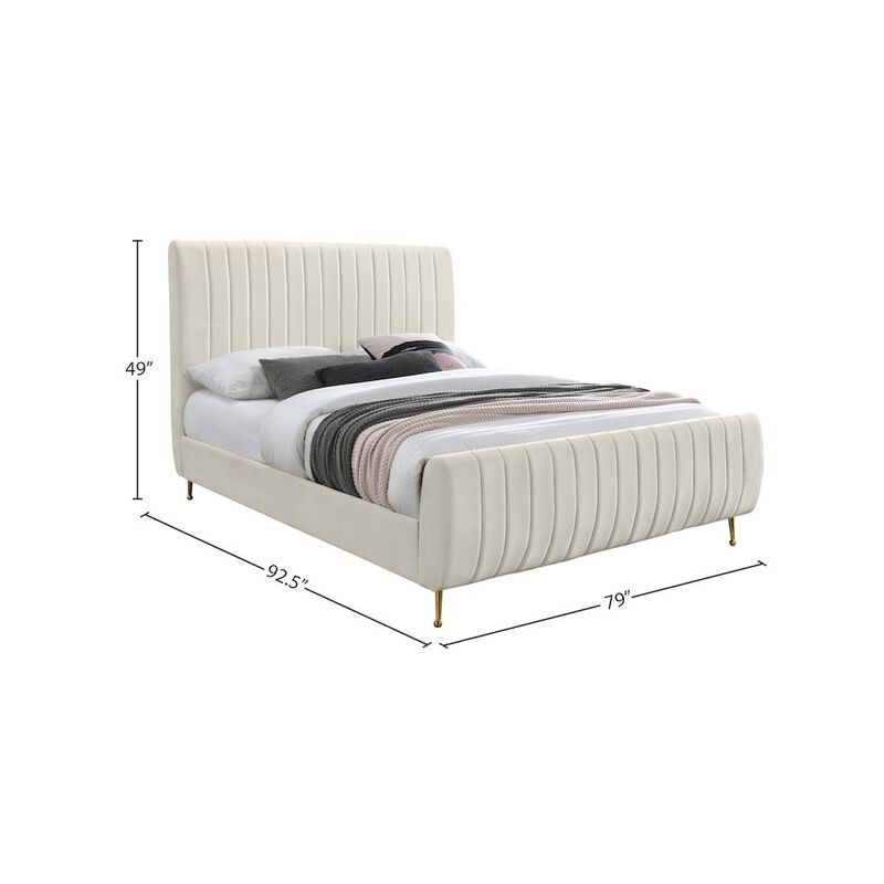 Meridian Furniture Zara Cream Velvet King Bed