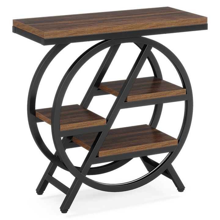 Tribesigns 4-Tier End Table, Small Side Table for Living Room, Narrow Nightstand with Storage Shelves, Slim Bedside Table for Bedroom, Snack Table for Small Spaces, 50 lb Capacity