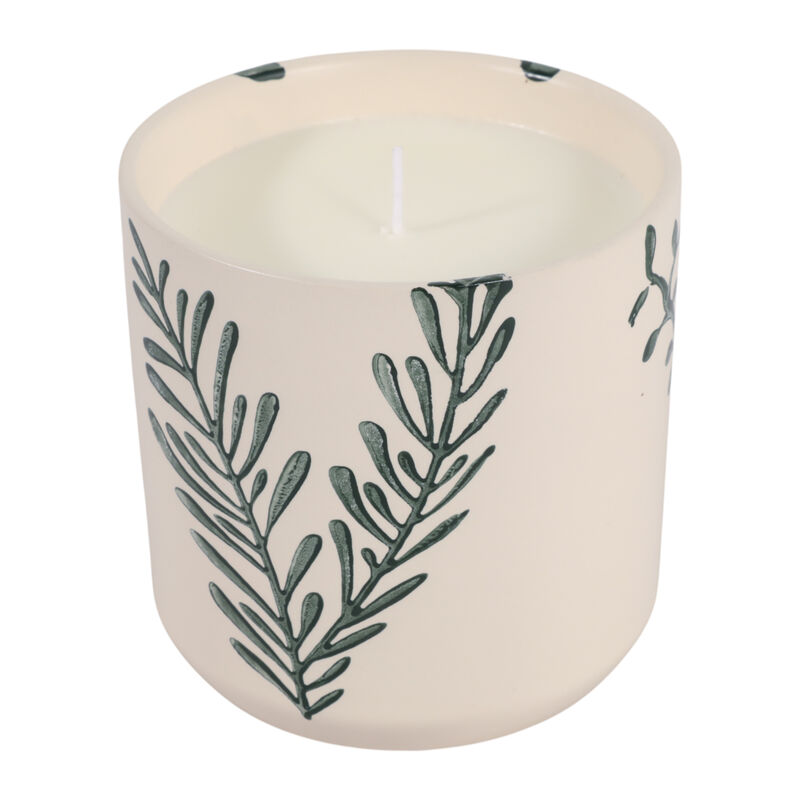 5" 13 Oz Blossom Leaf Print Candle, White/blue image number 3