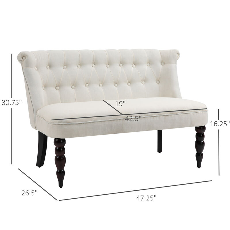 Armless Fabric Loveseat Double Seat Sofa Tufted Upholstery Couch Living Room