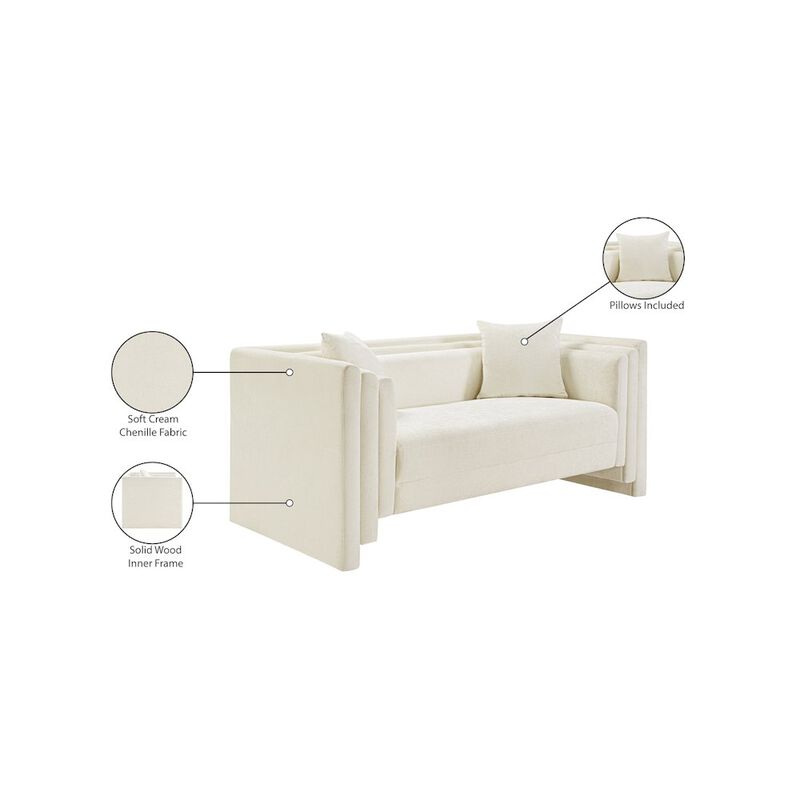 Meridian Furniture Everett Cream Chenille Fabric Loveseat