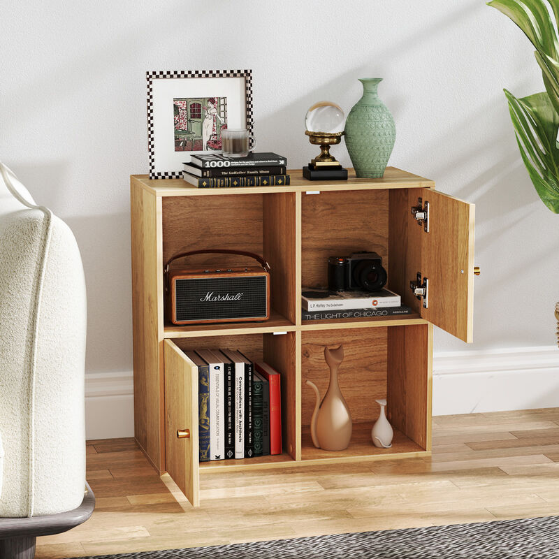Freestanding 3-Tier Bookcase with 4 Cubes, 2 Doors & Anti-Tip Hardware image number 1