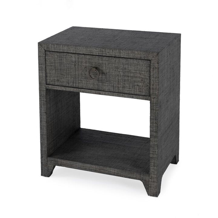 Butler Specialty Bar Harbor Raffia 1 Drawer Nightstand, Charcoal